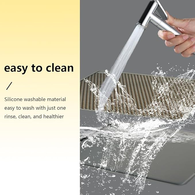 Cat Litter Mat Double Layer, Kitty Litter Box Mat Small Waterproof Urine Proof Trapping, Easy Clean, Silicone Cat Supplies & Accessories for Indoor Pets (Grey, 19.68x14.96x0.39 in)