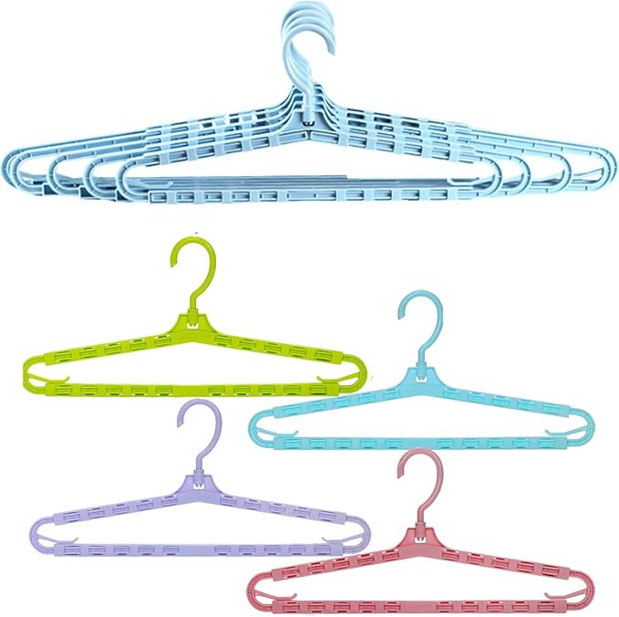Extra Large Sturdy Hangers Big Drying Clothes Hangers Enlarge Adjustable Shoulder 16.4"-27.2" for Wide Polos Tops Cardigans Quilt Bath Towel and Tall Shirts 4Pack 4Colors