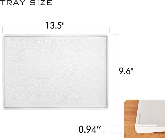 White Serving Tray (13.5 x 9.6 inch) for Serving Accessory, Elegant & Stackable Plastic Tray for Spa, Coffee, Drinks, Tea, Bar, Party, Seasoning, Perfume and Display Use.