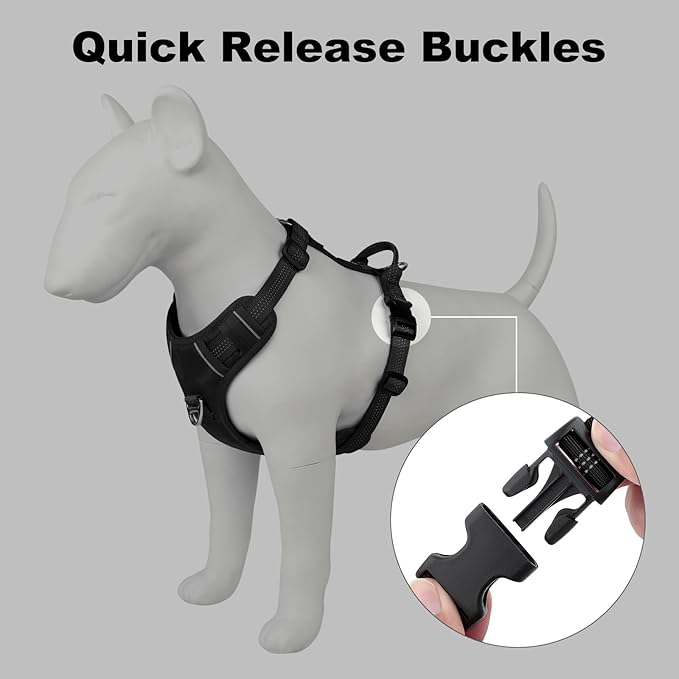 Plutus Pet No Pull Dog Harness, Reflective Adjustable Dog Vest Harness with Handle, Escape Proof, Soft Padded for Small Medium Large Dogs (Black, S)