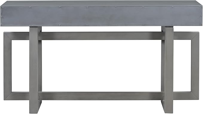 Contemporary Modern Entryway Console Table 57-Inch Extra Long Entry Sofa Table with Storage Drawers for Living Room Hallway, Antique Gray