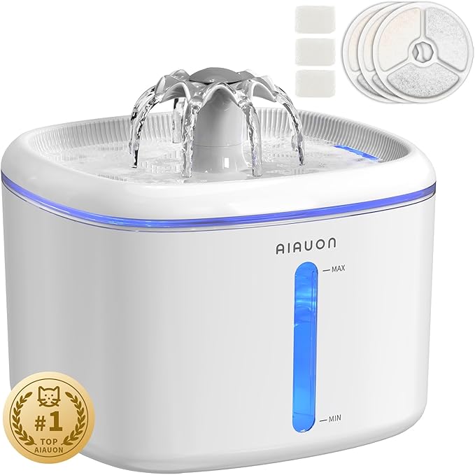 Cat Water Fountain,2.5L/84oz Pet Cat Fountain – Ultra Quiet Upgraded Automatic Pet Water Dispenser with 3 Replaceable Filters, Indoor Cat & Dog Drinking Bowl (W01Pro)