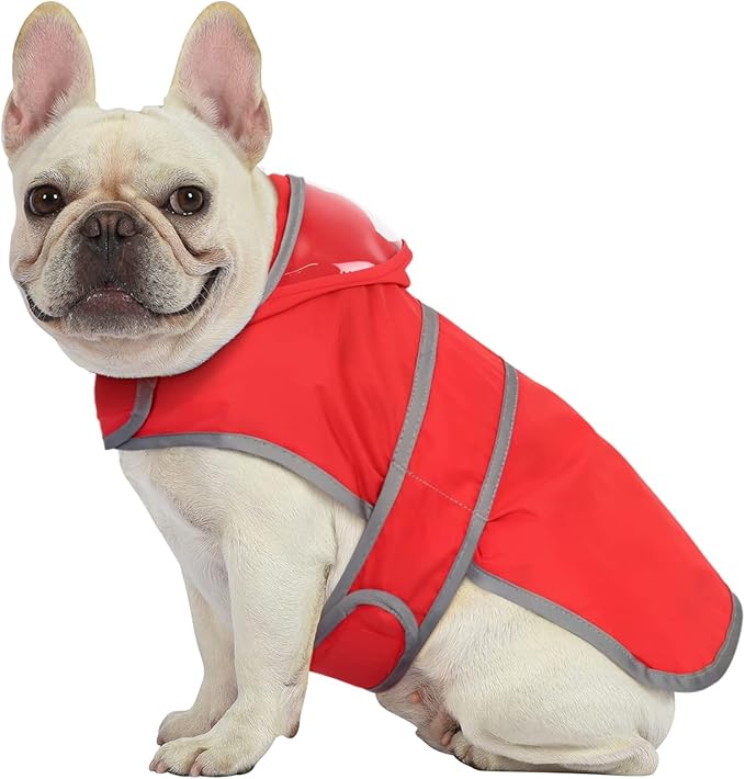 HDE Dog Raincoat with Clear Hood Rain Jacket Poncho for Small Medium Large Dogs Red - M