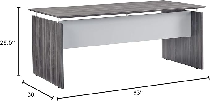 Mayline MNDS63LGS Medina Straight Edge Desk, 63"W, Gray Steel Laminate