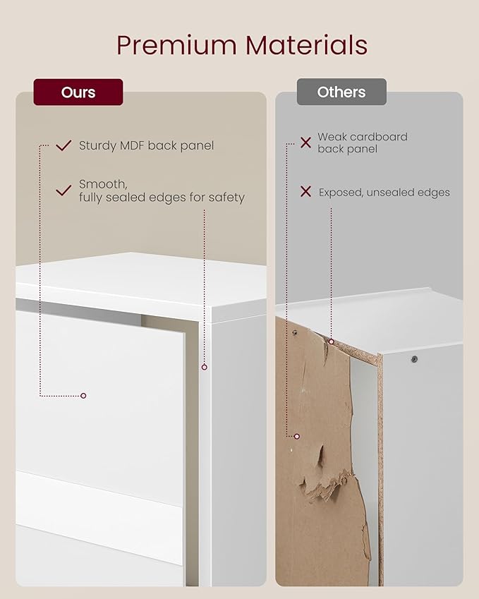 VASAGLE Custos Collection - Bookshelf, 3-Tier Bookcase, Book Shelf, Open Storage Shelf, 9.4 x 11.8 x 37.3 Inches, for Living Room, Home Office, Dining Room, Cloud White ULBC433W01