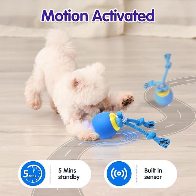 Interactive Dog Toys, Moving Dog Ball with Touch Activated, Active Rolling Ball for Puppy and Medium Dogs, Squeaky, USB Rechargeable