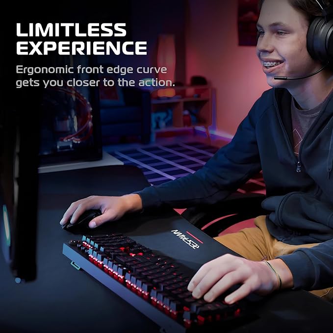 Respawn 1048 Gaming Desk with Cable Management - 48 Inch Ergonomic Full Computer Desk Mouse Pad, Sturdy Home Office Workstations, Laptop PC Console Gamer Table, Wooden Study Table for Bedroom - Black