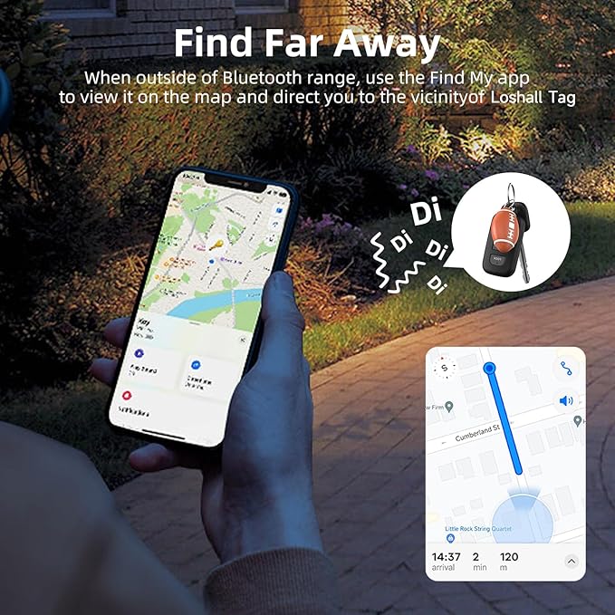 QDAN GPS Dog Tracker Collar: Pet Location Tracker, Smart Item Finder, No Charging, Waterproof, Dog Collar Attachment, Compatible with iOS Only (One Piece)