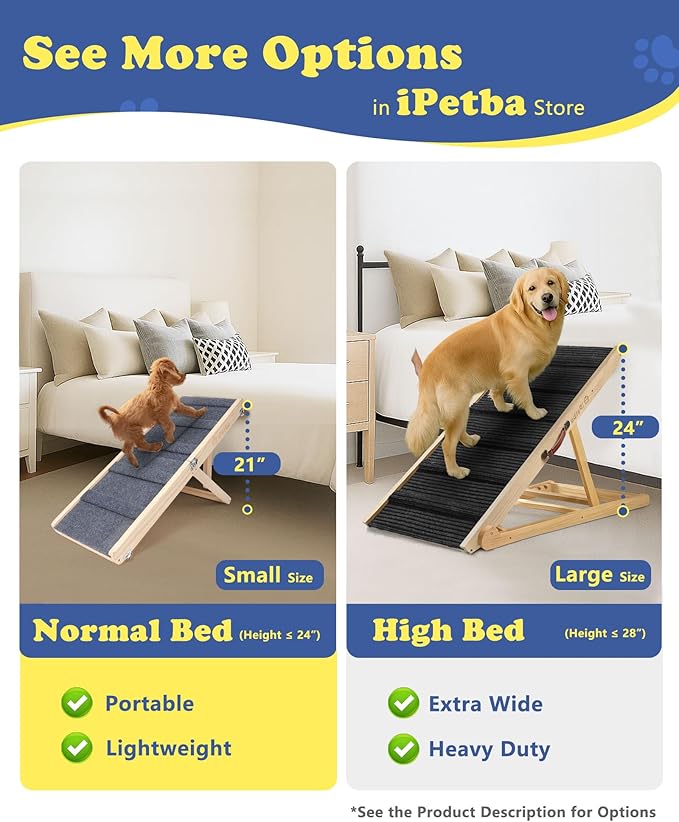 Small Dog Ramp for Bed Couch Car Folding Portable Pet Ramp for Cats Adjustable Height 21", Up to 35 lbs