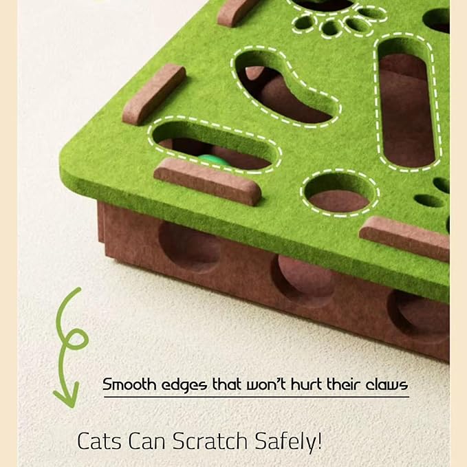 2025 New Cat Scratch Puzzle Box, Cat Nail File Enrichment Box, Nail File Stress Free & Cats Puzzle Treat Dispenser, Durable, Interactive Scratching Post for Indoor Kittens to Scratch (Yellow, Round)
