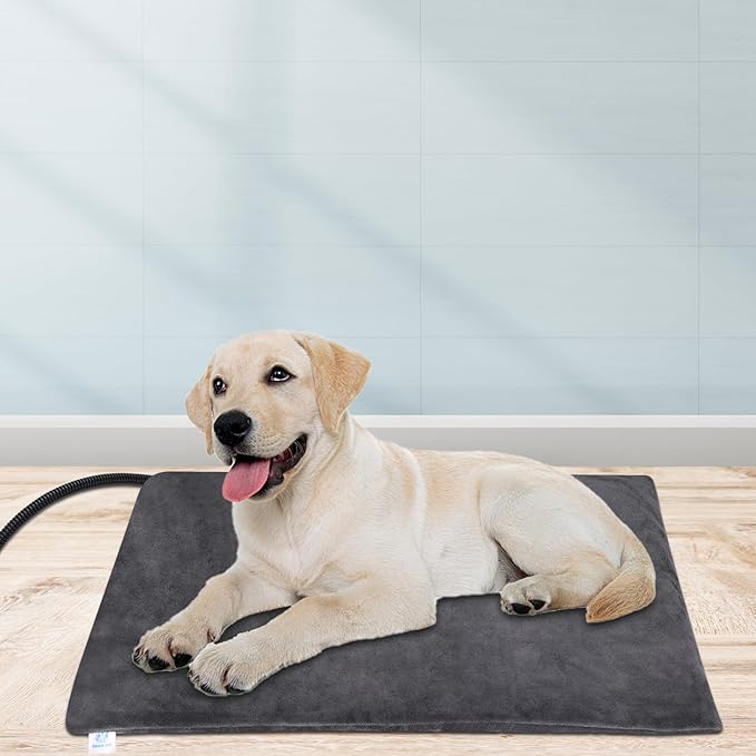 ENJOY PET Dog Heating Pad with 13 Level Timer and 9 Level Temperature, Indoor Heated Mat for Cats and Dogs with Chew Resistant Cord, Auto Power Off