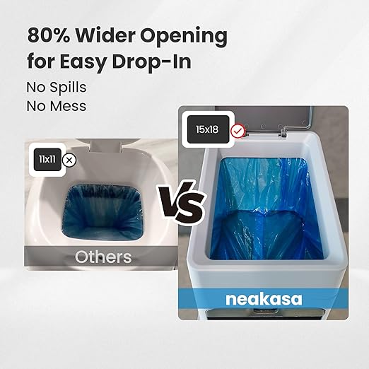 Neakasa PooGuard Litter Disposal Bin, 9.2L Trash Can for Cat Litter, Dog Waste & Diapers, with Viewing Window, Wider Opening, and 4-Month Refill Bag (Grey)