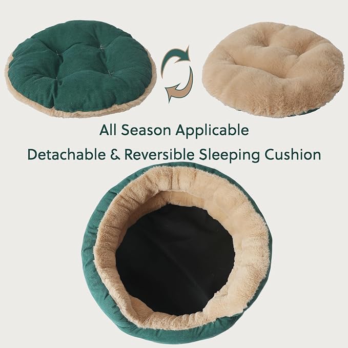 Small Dog Bed Washable Donut Calming Cat Cushion,Kitty Beds for Indoor Cats Round Plush Pet Couch for Puppy Super Soft Fluffy Cat Bed Anxiety Cuddler Comfy Sofa with Anti Slip,19 inch,Green
