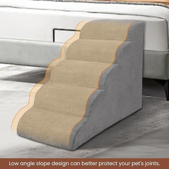 Dog Stairs for Small Dogs, High Density Foam Dog Steps, Extra Wide Non-Slip Pet Ramp for High Beds Or Couch, Soft Doggie Ladder for Dogs Injured, Older Pets, Small Cats