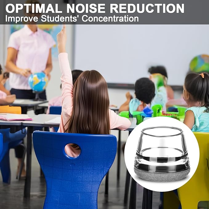 Chunful 32 Pcs Chair Leg Floor Protectors TPE Classroom Chairs & Desks Leg Covers with Quiet Felt Sliders Prevent Floor Scuffs & Scratches Desks Foot Caps Pads Teacher Classroom Supplies (Light Gray)