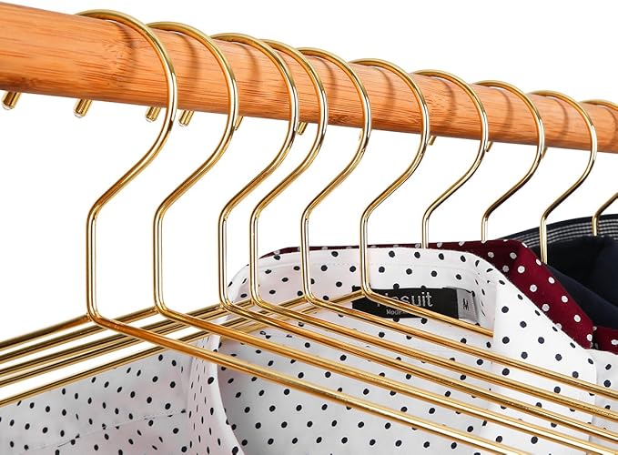 17.7" Strong Metal Wire Clothes Hangers, Coat Hanger, Standard Suit Hangers, Metal Shirt Dress Hanger Rack, 30 Pack, Gold