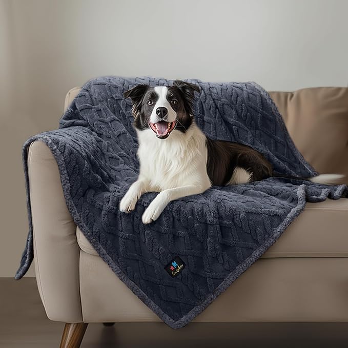 Waterproof Pet Blanket, Liquid Pee Proof Dog Blankets for Sofa Bed Couch, Reversible Sherpa Fleece Furniture Protector Cover for Small Medium Large Dogs Cats,Dark Grey Medium(57" x 40")
