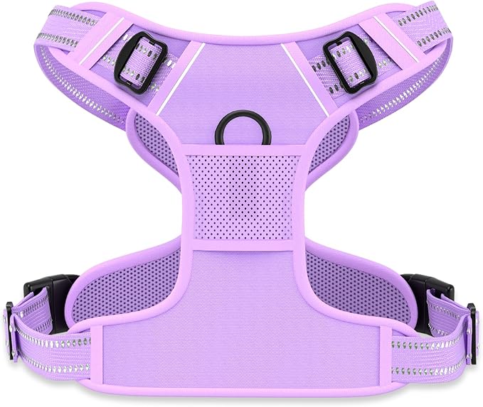 Rnivvi No Pull Dog Harness, Cute Reflective Medium Sized Puppy Kitten Harness, Adjustable Soft Padded Vest for Medium Dogs, Heavy Duty Pet Vest with Easy Control Handle for Walking, Purple