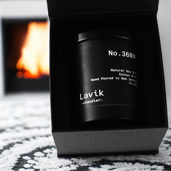 Luxury 11.50oz Scented Candle with grounding Base Notes of Birch, Cedarwood, Musk, Oakmoss, and Patchouli. Natural Soy Wax, Cotton Wick, Matte Black Jar. Gift or Elegant Decor for Home & Office