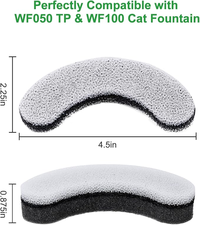 4 Pcs Pet Water Fountain Filters for WF050 & WF100 Cat Fountain, Cat Fountain Filter Replacement, Triple Filtration Cat Water Filter, Cat Filters for Water Fountain