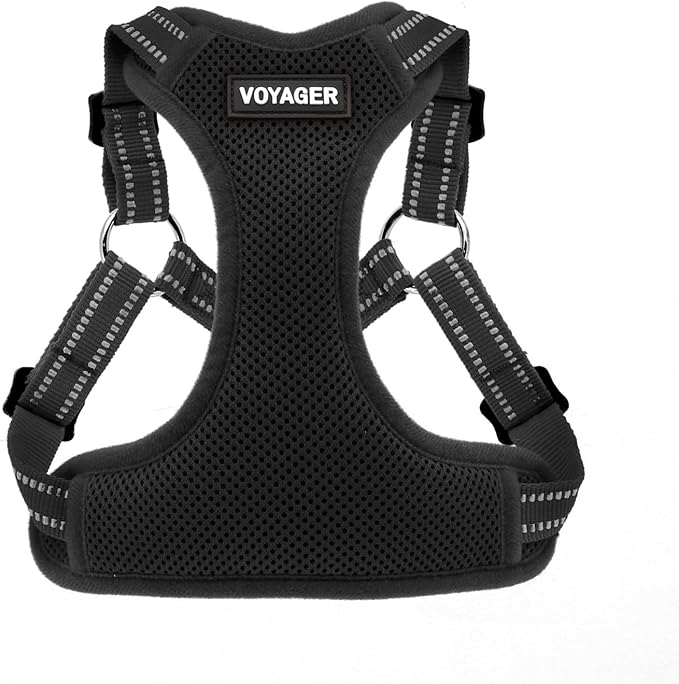 Best Pet Supplies Voyager Adjustable Dog Vest Harness Breathable No Pull Harness for Small, Medium, Large Dogs, Harness for Walking, Jogging, Easy Step-in, Reflective Stripes - Black, S