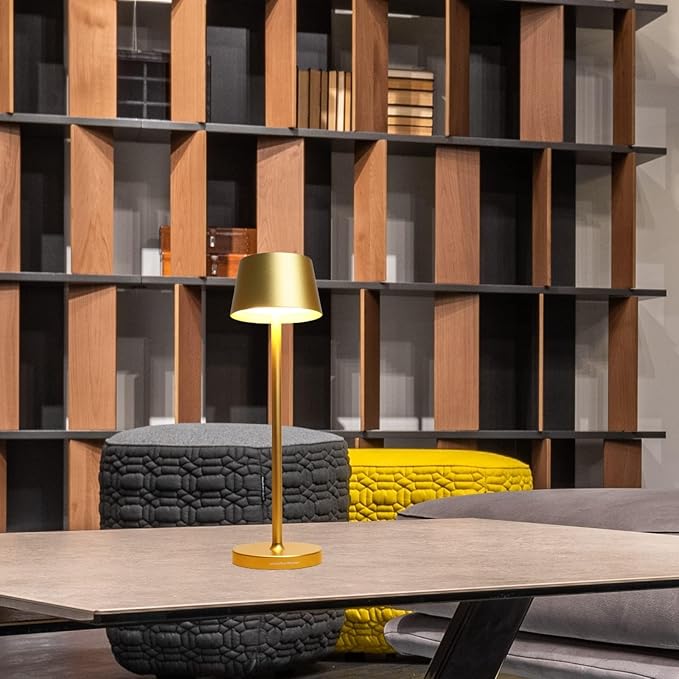 Rechargeable Table Lamp Set of 2,with Touch Dimming and IP54 Waterproof Function Desk Lamp,Suitable for Indoor and Patio Lighting Gold 2 Pcs