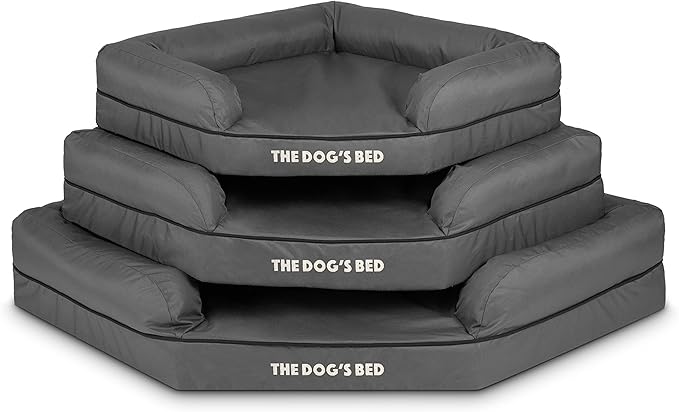 The Dog’s Bed Memory Foam Waterproof Corner Dog Bed, Medium, Grey & Black Trim, Eases Arthritis & Hip Dysplasia Pain, Therapeutic & Supportive, Washable Oxford Fabric Cover