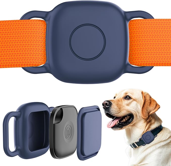 DDJ 2-Pack Dog Collar Holder for Tile Life360 Mate (2024) 2022 Tracker, Waterproof Silicone Cover Full-Body Protective Case for Tile Mate Tracker Cat Collar, Ultra Durable/Scratch Resistant,Navy Blaze