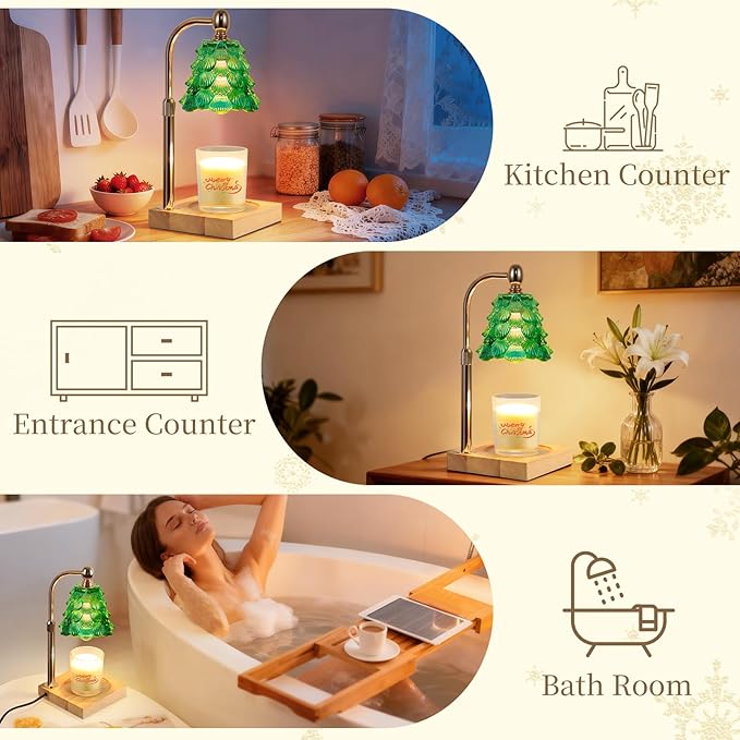 Candle Warmer Lamp with Timer Dimmer Adjustable Height, Candle Warmer with 2 Bulbs for Jar Candles, Home Decor, Birthday Gifts for Women
