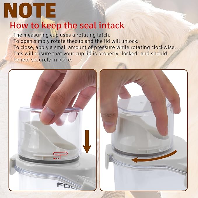 Dog Food Storage Container, Pet Food Container with Airtight Pour Spout, Cat Food Storage Container with Measuring Cups, Portable Pet Food Container for Dogs, Cats, Birds(White)