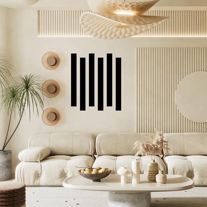 20Pcs DIY Striped Mirror Stickers 11.8" Length Self Adhesive Removable Long Acrylic Frameless Mirror Sheets for Home Living Room Bedroom DIY Decor (Black)