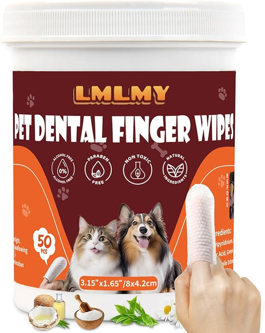 Dog Dental Wipes - Dental Finger Wipes for Cats & Dogs - Dog Toothbrush Finger Dental Wipes to Remove Plaque & Tartar,Effective Teeth Cleaner (VP-Large)