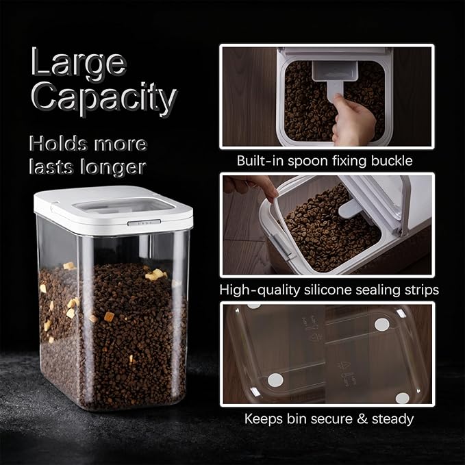 Pet Food Storage Containers With Lids & Scooper - Dog Food Storage Container,12L/12KG/25LBS,BPA Free Airtight Storage Containers Store Dry Food For Kitchen Pantry