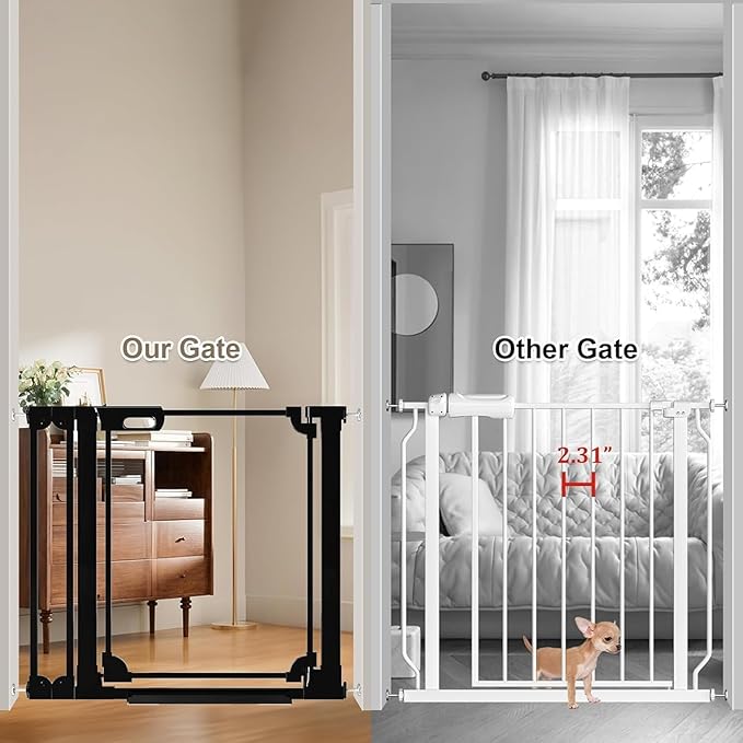 WAOWAO Clear Baby Gate for Stairs Modern Design Acrylic Auto Close Pet Gate, 57.87-66.14" Wide Safety Baby Gate for Doorways,Black Clear Dog Gates Indoor, Hallways,Kitchen