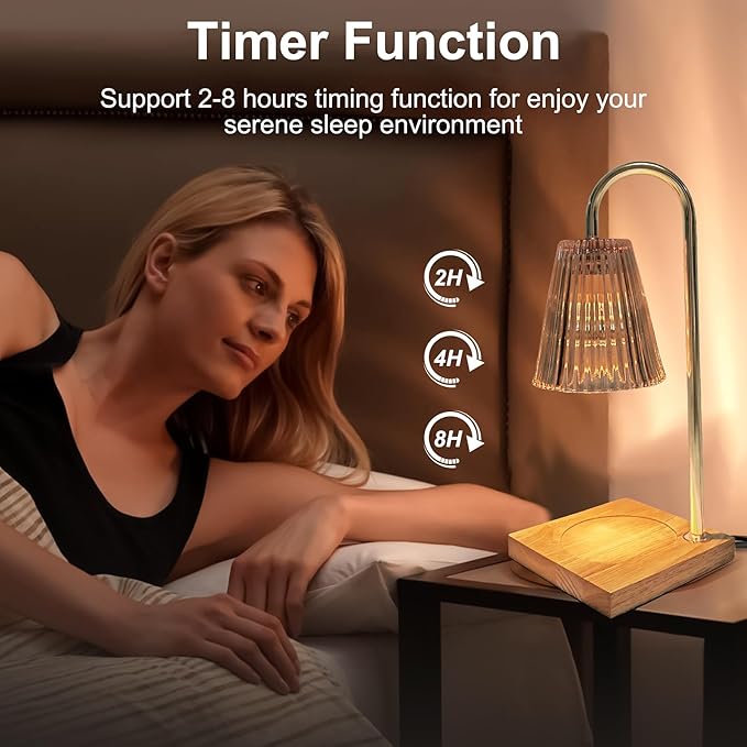 Candle Warmer Lamp Dimmable Wax Melt Warming Lamp with Timer Scented Wax Candle in Jar During Bathing & Yoga & Meditation with 2 Bulbs Home Decor Gift for Female (Dress)