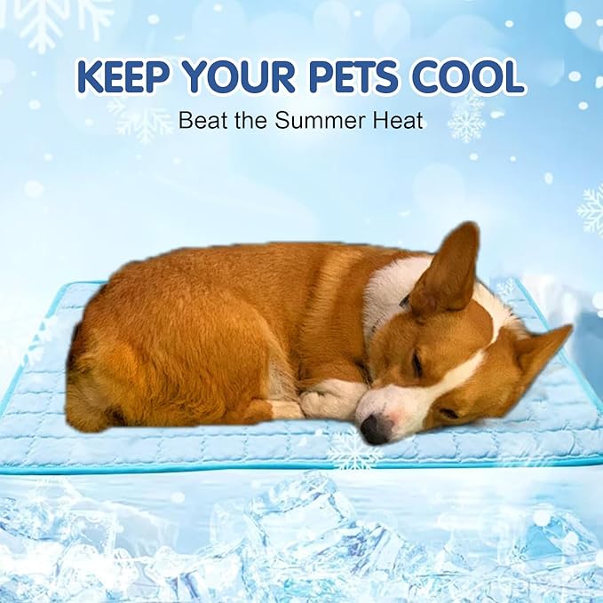 Kittra Dog Cooling Mat,Washable Portable Coolings Pad for Pet Dogs & Cats Sleeping Mat for Indoor & Outdoor Use, Keep Cooling for Pets(Gray,27.6" L x 21.7" W)