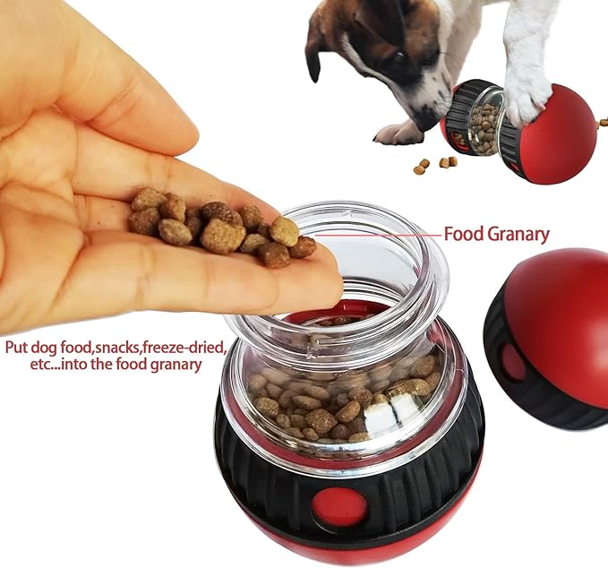Meng Dog Food Puzzle Toys, Adjustable Dog Treat Dispensing Dogs Toys, Interactive Chase Slow Feeder for Boredom and Stimulating, IQ Training for Small Medium Dogs