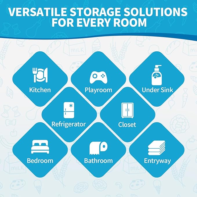 Clear Plastic Storage Bins, 4 Pack Pantry Organizers & Storage Containers, Cabinet Organizer, Home Organization Must Haves for Kitchen, Laundry Room, Office, Closet & Freezer