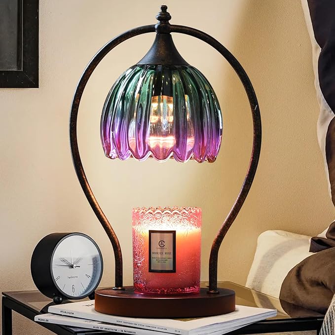 Electric Candle Warmer Lamp with Timer:Scented Candle Warmer Dimmable Lamp with 2 Bulbs, Christmas Gifts for Mom Women, House Warming Gifts New Home Decor for Bedroom Living Room