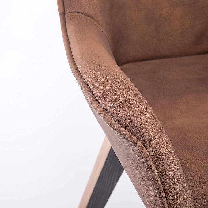 Brown PU Leather Living Room Chairs with arms Upholstered Accent Chairs Set of 6 (Brown, 6)