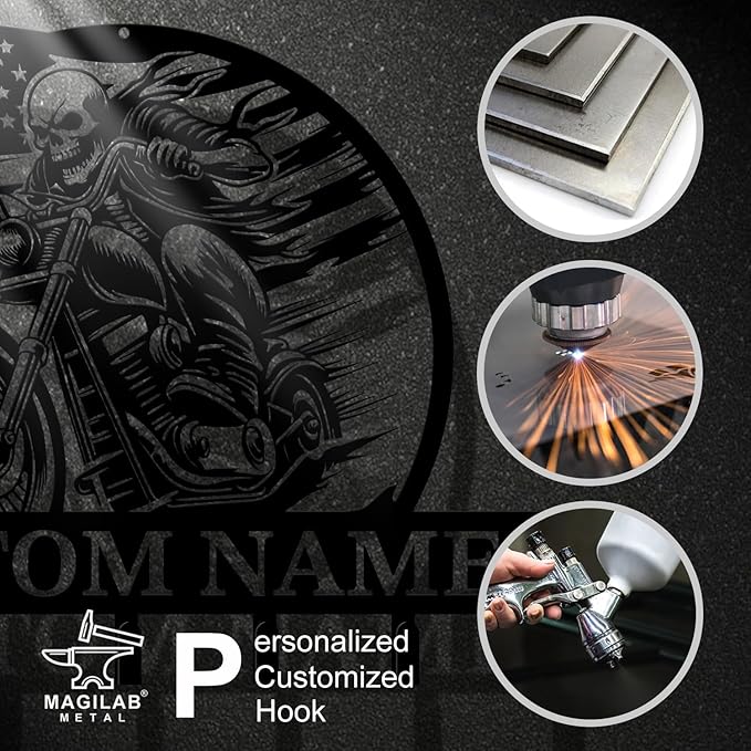 magilab Personalized Custom Name Motorcycle Keys Hooks,Metal Art Clothes Hooks, Motorcycle Lover Wall Home Storage Decorative,Key Holder Hooks for Wall (Style J)