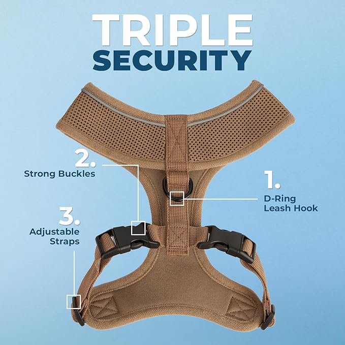 Best Pet Supplies Voyager Aerolite No Pull Mesh Dog Harness, Reflective Stitching, Breathable Harness, Adjustable for Walking, Training, Running, Heavy Duty and Durable, Beige, S