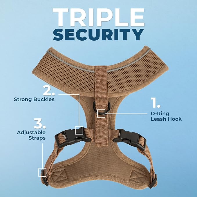 Best Pet Supplies Voyager Aerolite No Pull Mesh Dog Harness, Reflective Stitching, Breathable Harness, Adjustable for Walking, Training, Running, Heavy Duty and Durable, Beige, L
