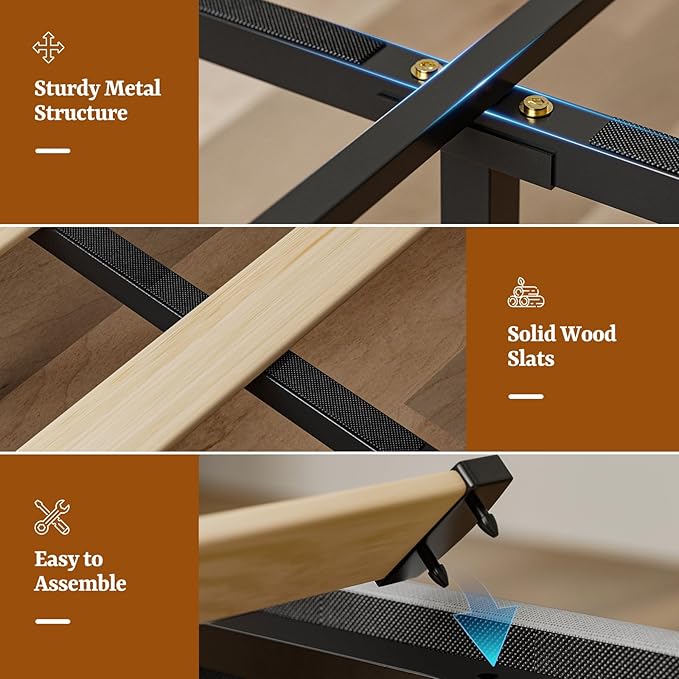 IKIFLY 49.2” Tall California King Bed Frames with 4 Storage Drawers, Upholstered Wingback Hidden Storage Headboard with LED Lights & Charging Station, No Box Spring Needed, Noise Free, Light Grey