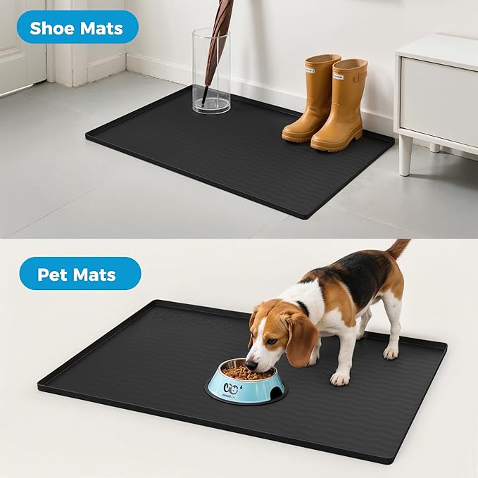 URMONA 40'' x 22'' Waterproof Silicone Under Sink Mat Cabinet and Counter Protector, Shelf Liner for Kitchen and Bathroom, Storage and Organizers, Litter Mat, Pet Cat Puppy Essentials(Black)