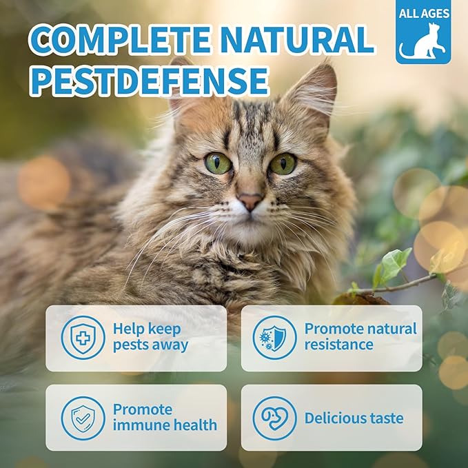 Cat Flea and Tick Chewable 230ct, Oral Flea and Tick Chews Supplement, Skin & Coat Support for Cats, Kittens, All Breeds & Sizes