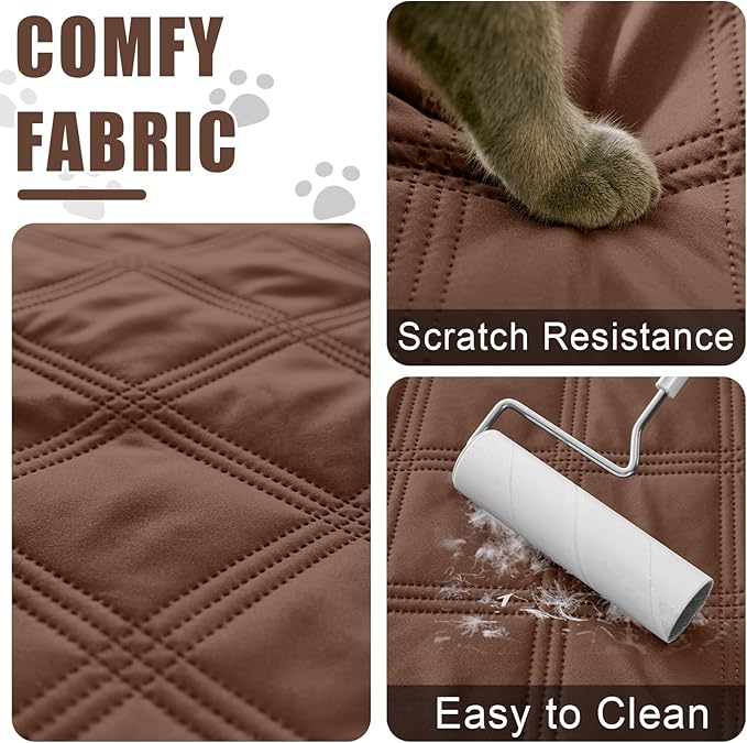 Smiry Waterproof Dog Bed Cover Blanket 82x82, Soft Reversible Pet Blanket, Washable Leakproof Cats Dogs Couch Cover for Sofa, Couch, Furniture, Brown/Chocolate