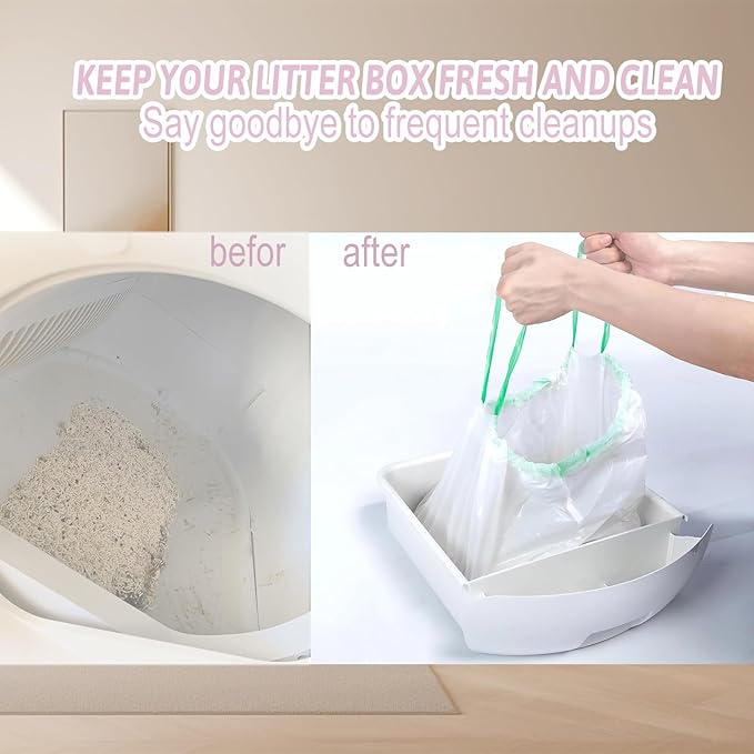 120 Count Miwow Cat Liner for Automatic Litter Box, Litter Box Liner Replacement Waste Bags, Thickened Leak-Proof & Odor-Proof Design, Compatible for Meowant and More Automatic Litter Box (6 Rolls)