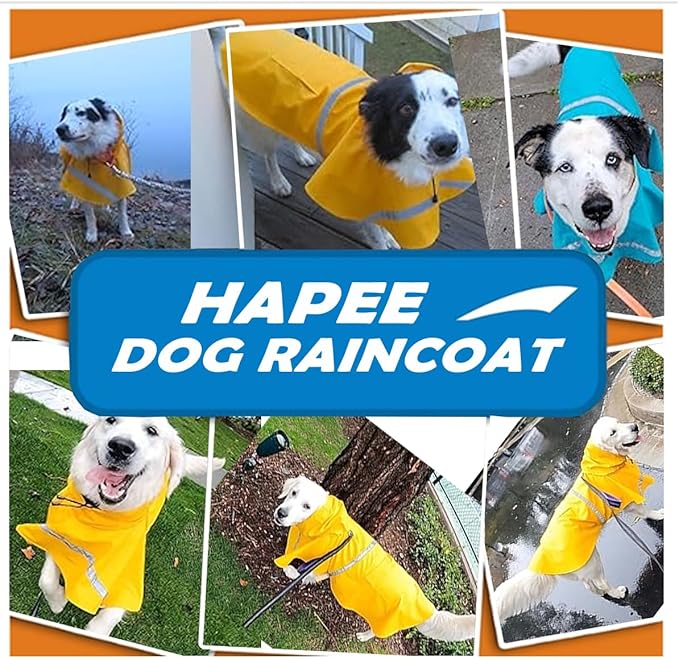 HAPEE Dog Raincoats with Reflective Strip Hoodie,Poncho Jacket for Large Dogs (D4-Pink, 22B (Back Length 22"))