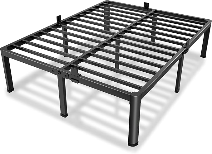 MAF 20 Inch King Size Bed Frame with Round Corner Legs Mattress Slide Stopper No Box Spring Needed Heavy Duty Metal Platform Bed Frames Under-Bed Storage Space, 3000 LBS Steel Slats Support